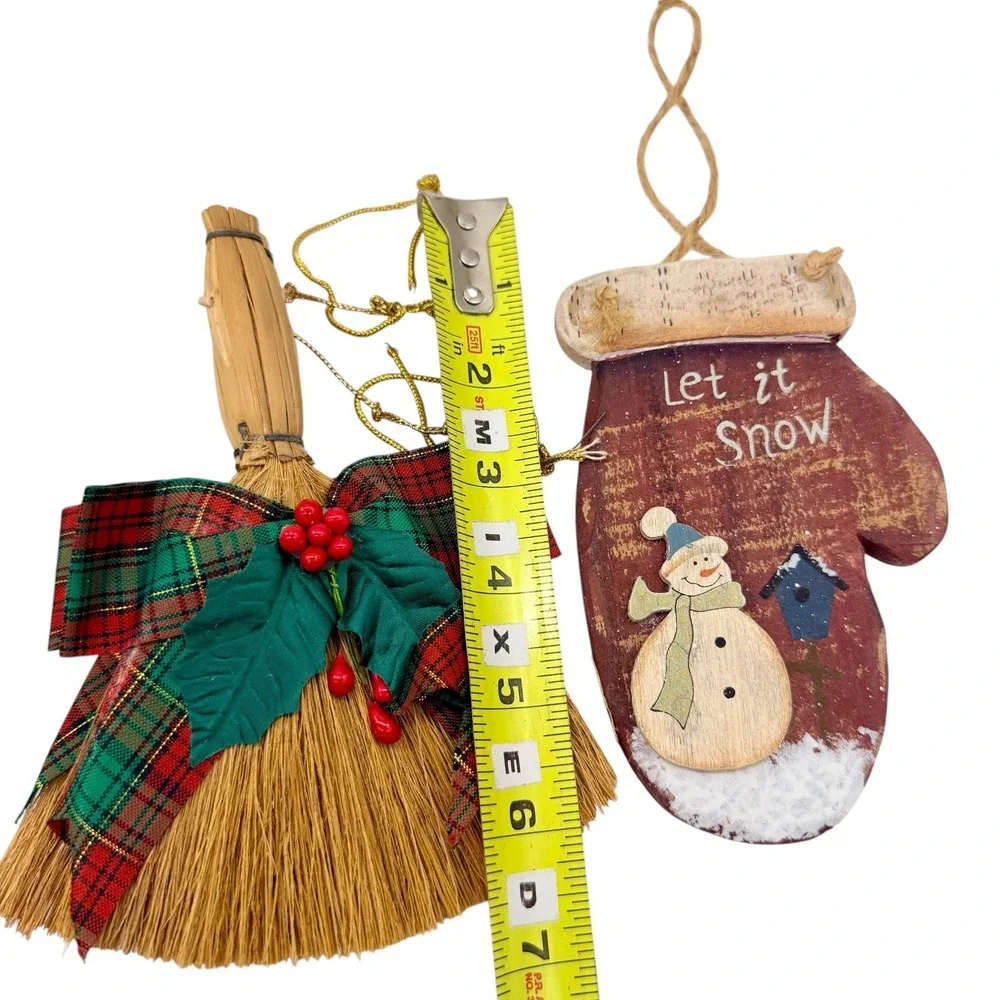 Unbranded Rustic Wood Snowman Santa Christmas‎ Ornament Set 6pc Vintage Style